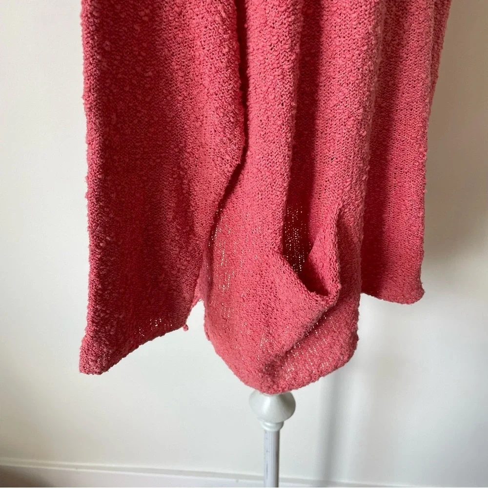 FLAX Jeanne Engelhart Cotton Blend Pink Boucle Knit Front Pocket Sweater Sz S/M